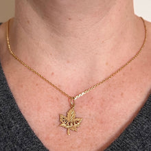 Load image into Gallery viewer, Canada Maple Leaf Quebec 14K Yellow Gold Charm Pendant