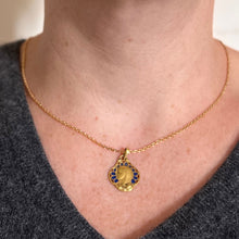 Load image into Gallery viewer, French Virgin Mary Plique A Jour Enamel 18K Yellow Gold Charm Pendant