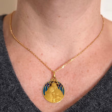 Load image into Gallery viewer, French Becker Holy Communion Plique-A-Jour Enamel 18K Yellow Gold Pendant Medal