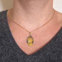Load image into Gallery viewer, French Dropsy Virgin Mary Plique A Jour Enamel 18K Yellow Gold Pendant Medal