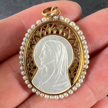 Load image into Gallery viewer, Vintage French 18K Yellow Gold Pearl Mother-of-Pearl Virgin Mary Charm Pendant