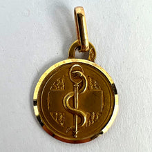 Load image into Gallery viewer, French Rod of Asclepius Blood Type Medical 18K Yellow Gold Perroud Charm Pendant