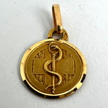 Load image into Gallery viewer, French Rod of Asclepius Blood Type Medical 18K Yellow Gold Perroud Charm Pendant