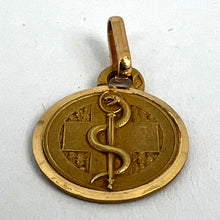 Load image into Gallery viewer, French Rod of Asclepius Blood Type Medical 18K Yellow Gold Perroud Charm Pendant