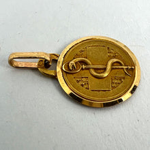 Load image into Gallery viewer, French Rod of Asclepius Blood Type Medical 18K Yellow Gold Perroud Charm Pendant
