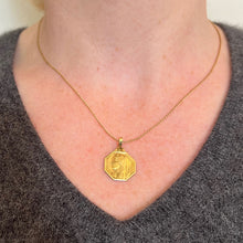 Load image into Gallery viewer, French Virgin Mary 18K Yellow Gold Medal Charm Pendant