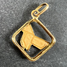Load image into Gallery viewer, Vintage French White Origami Bird Enamel 18K Yellow Gold Charm Pendant