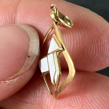 Load image into Gallery viewer, Vintage French White Origami Bird Enamel 18K Yellow Gold Charm Pendant