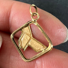 Load image into Gallery viewer, Vintage French White Origami Bird Enamel 18K Yellow Gold Charm Pendant