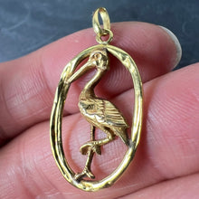 Load image into Gallery viewer, French 18K Yellow Rose Gold Stork Charm Pendant