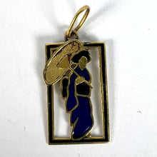 Load image into Gallery viewer, Vintage Deco Japanese Lady Geisha Kimono Enamel 18K Yellow Gold Charm Pendant