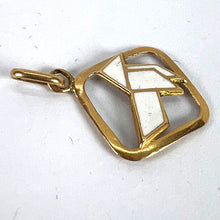 Load image into Gallery viewer, Vintage French White Origami Bird Enamel 18K Yellow Gold Charm Pendant