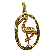 Load image into Gallery viewer, French 18K Yellow Rose Gold Stork Charm Pendant