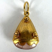 Load image into Gallery viewer, Vintage Rose Quartz Flowers 18 Karat Yellow Gold Charm Pendant