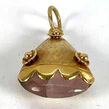 Load image into Gallery viewer, Vintage Rose Quartz Flowers 18 Karat Yellow Gold Charm Pendant