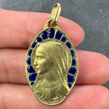 Load image into Gallery viewer, French Dropsy Virgin Mary Plique A Jour Enamel 18K Yellow Gold Pendant Medal