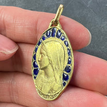 Load image into Gallery viewer, French Dropsy Virgin Mary Plique A Jour Enamel 18K Yellow Gold Pendant Medal