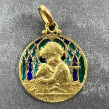 Load image into Gallery viewer, Becker Jesus Lamb of God Plique A Jour Enamel 18K Yellow Gold Pendant Medal