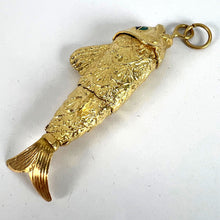 Load image into Gallery viewer, Large Vintage 18K Yellow Gold Articulated Lucky Fish Charm Pendant
