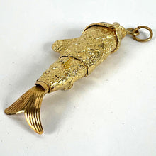 Load image into Gallery viewer, Large Vintage 18K Yellow Gold Articulated Lucky Fish Charm Pendant
