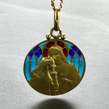 Load image into Gallery viewer, French Becker Holy Communion Plique-A-Jour Enamel 18K Yellow Gold Pendant Medal