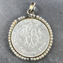 Load image into Gallery viewer, French Mother of Pearl Rafael’s Cherub 18K White Gold Seed Pearl Medal Pendant
