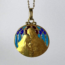 Load image into Gallery viewer, French Becker Holy Communion Plique-A-Jour Enamel 18K Yellow Gold Pendant Medal
