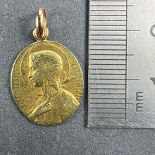 Load image into Gallery viewer, French Virgin Mary Lily Among Lilies 18K Yellow Gold Oval Pendant Medal