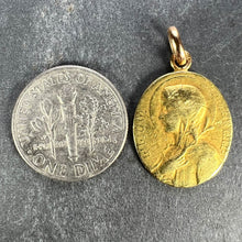Load image into Gallery viewer, French Virgin Mary Lily Among Lilies 18K Yellow Gold Oval Pendant Medal