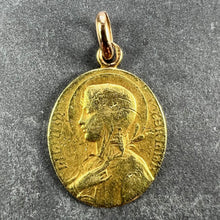 Load image into Gallery viewer, French Virgin Mary Lily Among Lilies 18K Yellow Gold Oval Pendant Medal