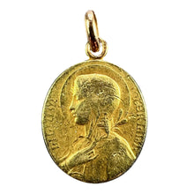 Load image into Gallery viewer, French Virgin Mary Lily Among Lilies 18K Yellow Gold Oval Pendant Medal