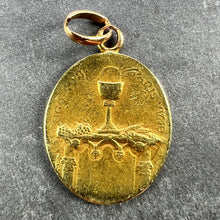 Load image into Gallery viewer, French Virgin Mary Lily Among Lilies 18K Yellow Gold Oval Pendant Medal