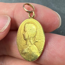 Load image into Gallery viewer, French Virgin Mary Lily Among Lilies 18K Yellow Gold Oval Pendant Medal