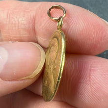 Load image into Gallery viewer, French Virgin Mary Lily Among Lilies 18K Yellow Gold Oval Pendant Medal