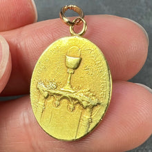 Load image into Gallery viewer, French Virgin Mary Lily Among Lilies 18K Yellow Gold Oval Pendant Medal