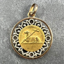 Load image into Gallery viewer, French Vernon Jesus Christ 18K Yellow Gold Ruby Charm Medal Pendant