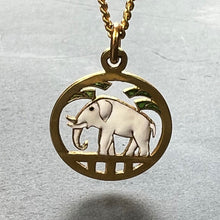 Load image into Gallery viewer, French Lucky Elephant 18K Yellow Gold Enamel Charm Pendant
