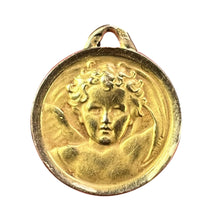 Load image into Gallery viewer, French Grun Raphael’s Cherub 18K Yellow Gold Medal Pendant