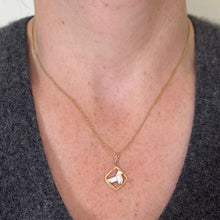 Load image into Gallery viewer, Vintage French White Origami Bird Enamel 18K Yellow Gold Charm Pendant