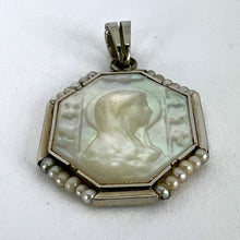 Load image into Gallery viewer, French Virgin Mary Mother of Pearl 18K White Gold Pearl Charm Pendant