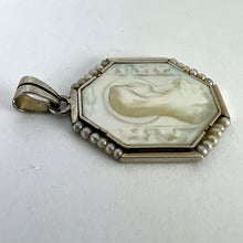 Load image into Gallery viewer, French Virgin Mary Mother of Pearl 18K White Gold Pearl Charm Pendant