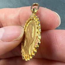 Load image into Gallery viewer, French Perroud Virgin Mary Flowers Leaves Wreath 18K Yellow Gold Medal Charm Pendant