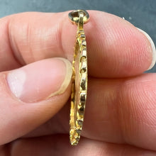 Load image into Gallery viewer, French Perroud Virgin Mary Flowers Leaves Wreath 18K Yellow Gold Medal Charm Pendant