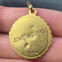 Load image into Gallery viewer, French Perroud Virgin Mary Flowers Leaves Wreath 18K Yellow Gold Medal Charm Pendant
