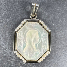 Load image into Gallery viewer, French Virgin Mary Mother of Pearl 18K White Gold Pearl Charm Pendant