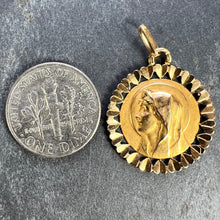 Load image into Gallery viewer, French Perroud Virgin Mary Heart Frame 18K Yellow Gold Medal Charm Pendant