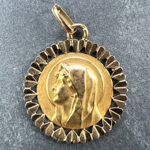 Load image into Gallery viewer, French Perroud Virgin Mary Heart Frame 18K Yellow Gold Medal Charm Pendant