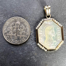 Load image into Gallery viewer, French Virgin Mary Mother of Pearl 18K White Gold Pearl Charm Pendant