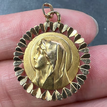 Load image into Gallery viewer, French Perroud Virgin Mary Heart Frame 18K Yellow Gold Medal Charm Pendant