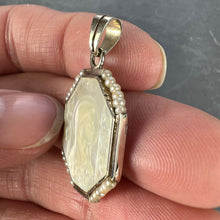 Load image into Gallery viewer, French Virgin Mary Mother of Pearl 18K White Gold Pearl Charm Pendant